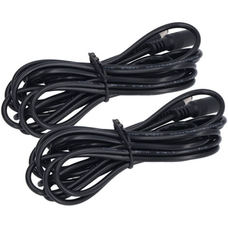 Câble d'Alimentation LED Solaire 5.5x2.1mm DC 12V/24V pour Caméras de Surveillance - Lot de 2