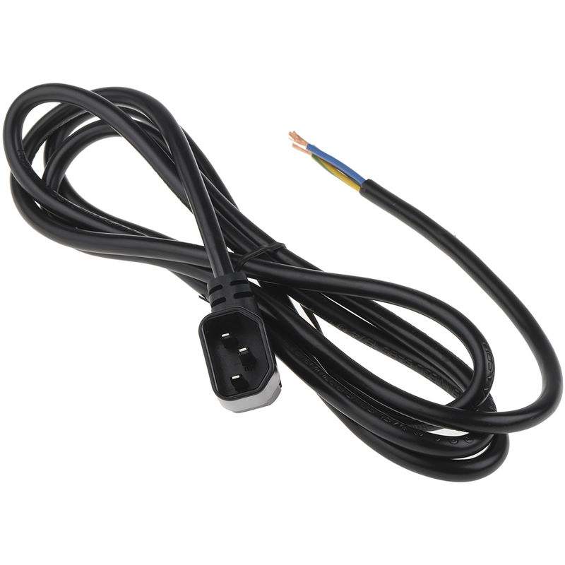 Rs Pro - Câble d'alimentation, Noir, Connecteur C14, cei, 250 v / 10 a, 2m ( Prix pour 1 )