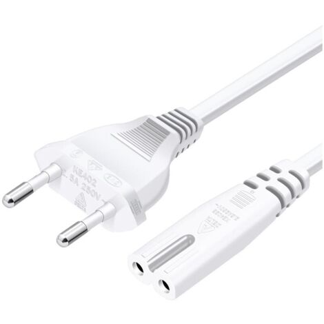Câble d'alimentation prise EU type C vers prise double Femelle type C7, droit 1,5m, blanc-LIAIKI