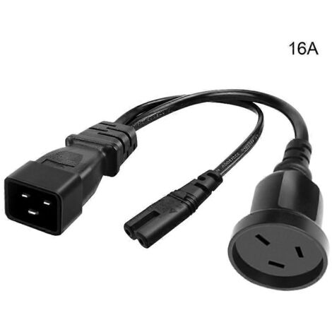 Câble d'alimentation répartiteur en Y C20 vers C7+AU 250 V IEC 320 simple IEC 320 C20 mâle-16 A-