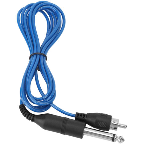 Câble d'alimentation silicone pour machine à tatouage, connecteurs RCA droits, bleu, câble secteur tatouage