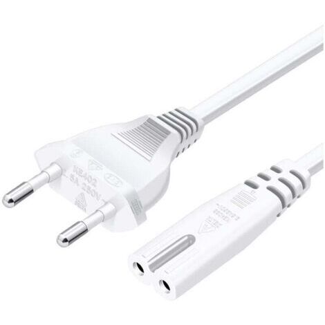 Câble d'alimentation UlisemPower, fiche Type-C UE vers double prise Type-C7, droit, 1,5 m, blanc