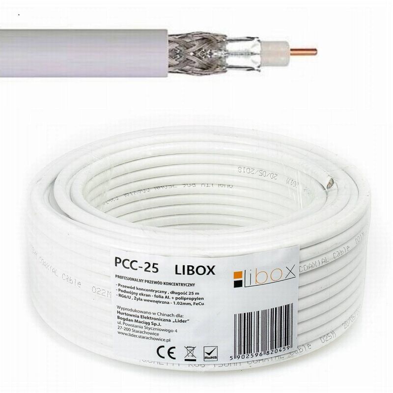 Câble d'antenne coaxial RG6 U pour TV SAT 25m