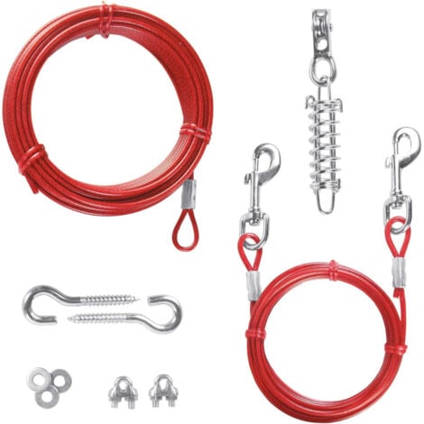 TRIXIE ZOLGINAH 10m Câble d'attache pour Chiens, Chien Cravate câble,pour Cour, Jardin, Camping, extérieur (Rouge）