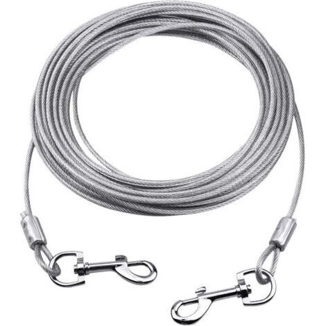 Câble d'attache pour Chiens jusqu'à 80 kg, 10M (Blanc), Animaux de Compagnie Plomb pour Chiens de Petite, Moyenne ou Grande Taille (Blanc, 10M)