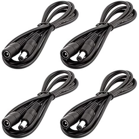 Câble Dc Extension - 1 m - Prise Mâle À Femelle 5,5 mm x 2,1 mm - Alimentation 0-36 V - Pour Bande Led Cctv Moniteur Voiture - 4 Pièces