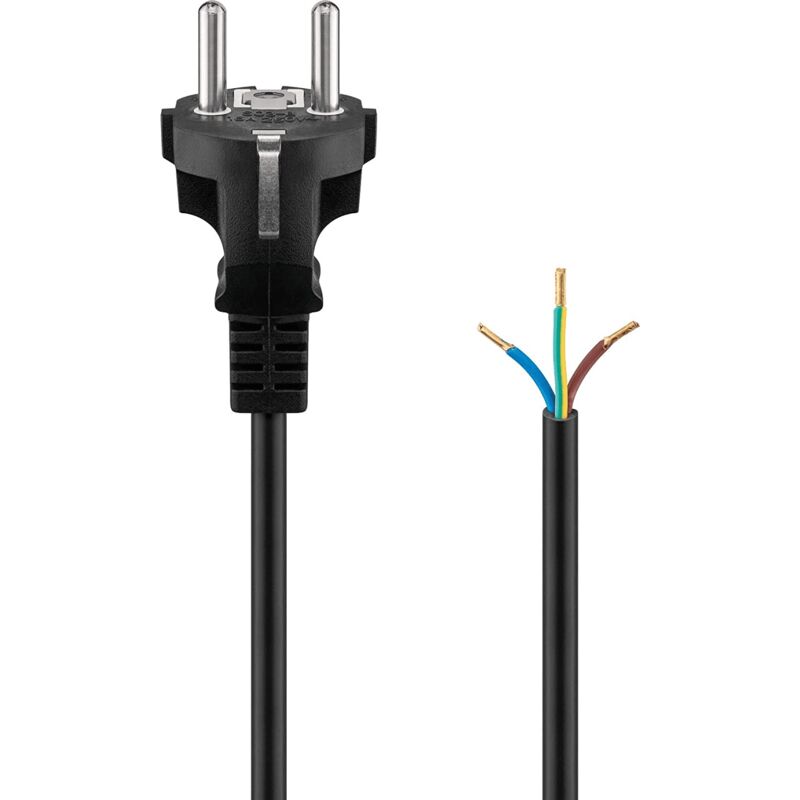 

Cable de alimentacion CEE7 recto macho a bornes 3x0.75mm 1.5 M Negro