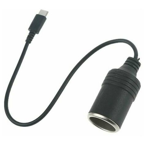 Cable de alimentación hembra USB C tipo C a toma de encendedor de cigarrillos de 12 V