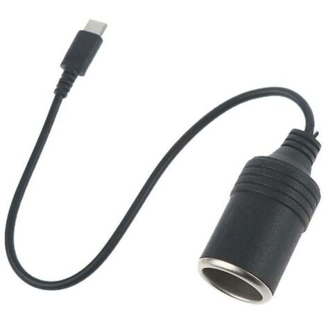 Cable de alimentación hembra USB C tipo C a toma de encendedor de coche de 12 V
