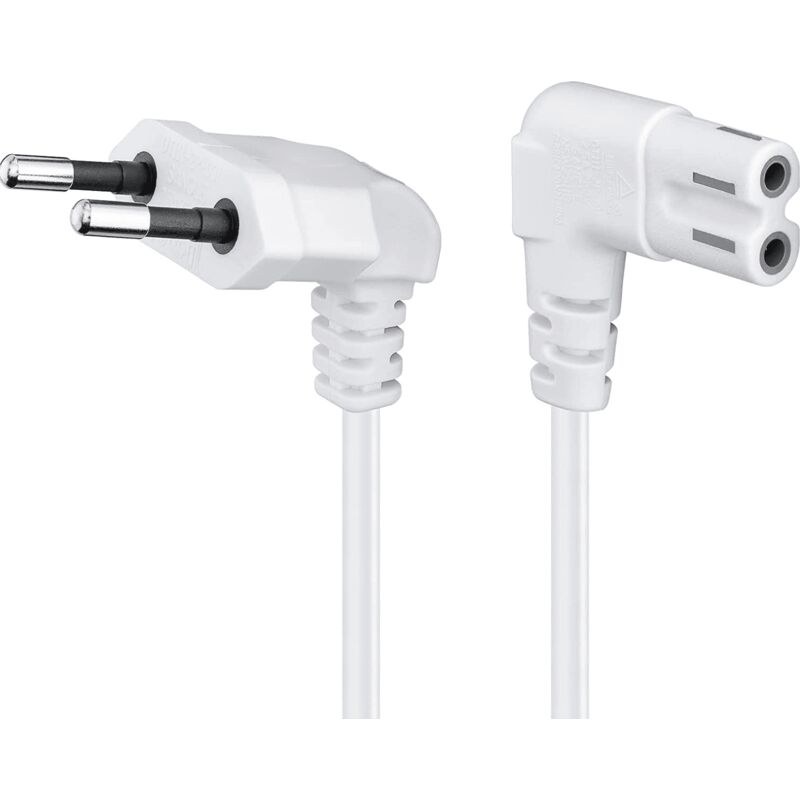

Cable de alimentacion IEC-320 acodado - C7 acodado 0.75 M Blanco