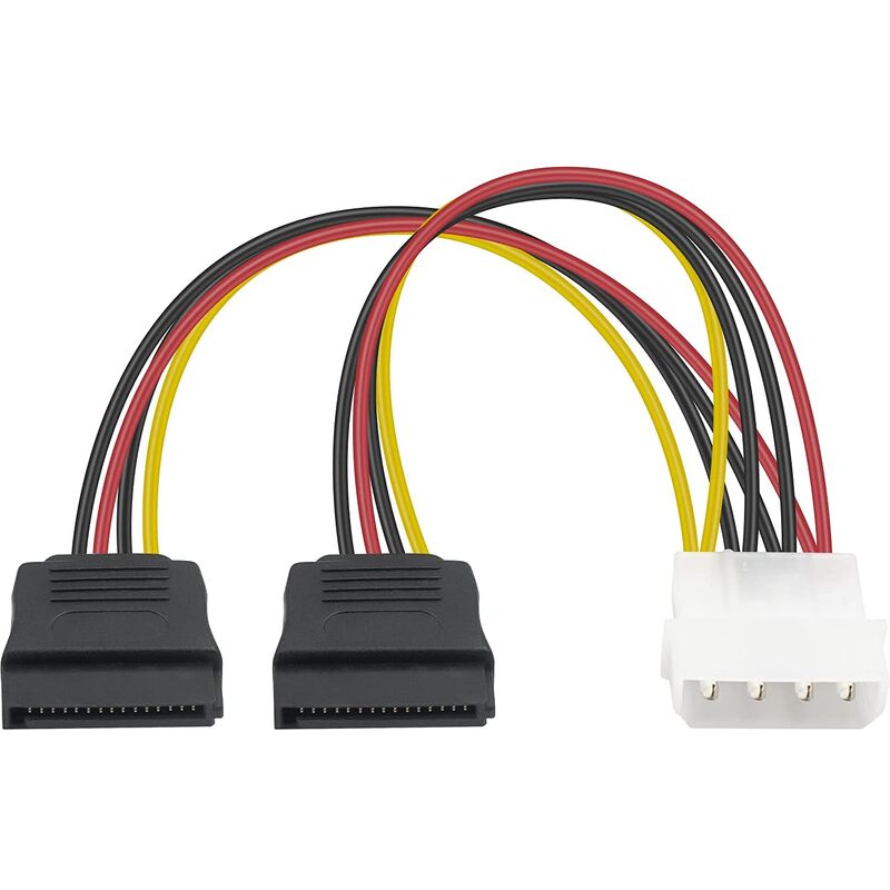 

Cable de alimentacion interna molex 5.25 a 2x sata 0.15 M Negro