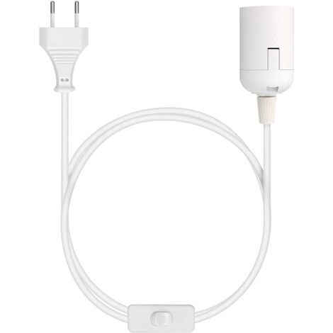 Cable de alimentacion portalamparas E27 con interruptor 2 M Blanco