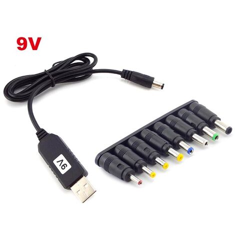 Cable de alimentación USB a DC Universal, Cable de carga USB a conector DC, adaptador de conector de enchufe para enrutador, Mini ventilador y altavoz,9v set