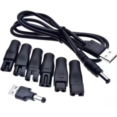 Cable de alimentación USB de 5 V compatible, cargador de afeitadora de 5 V, 6 enchufes USB Multifunción para todo tipo de cortadoras eléctricas, afeitadoras, aparatos de mantenimiento, pur