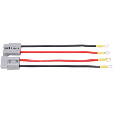 Cable de arranque rápido de 50 A con conector de 10 AWG para coche y autocaravana, resistencia de 600 V, 2 piezas de 25 cm.