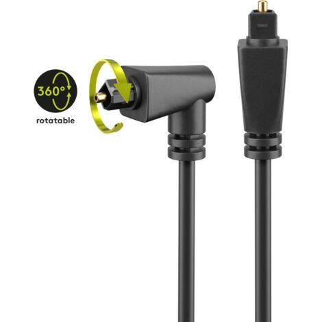 Cable de audio digital toslink macho acodado 2 M Negro