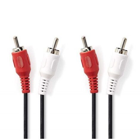 Cable de audio estereo 2x RCA macho a 2x RCA macho 10 M Negro