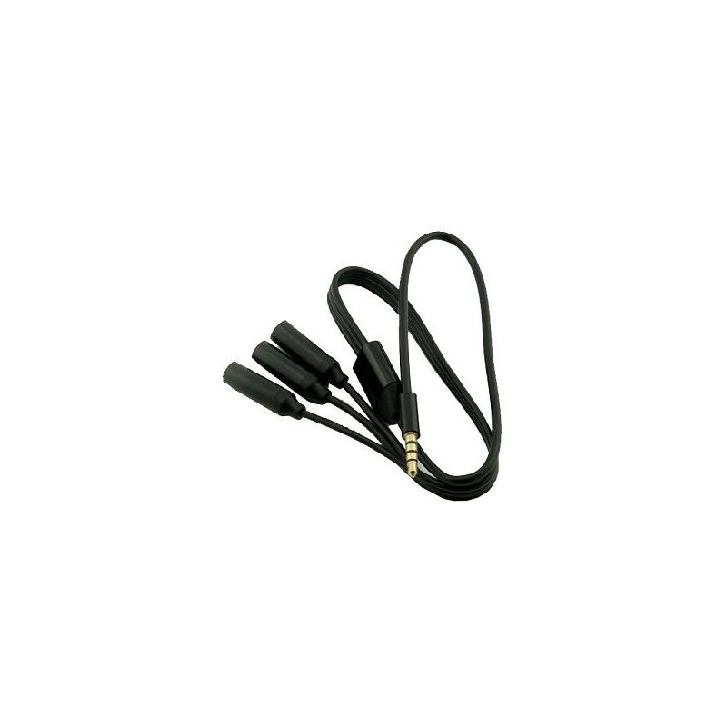 

Cable de audio estereo 3x Jack 3.5mm hembra a 3.5mm 4 pin 0.50 M Negro