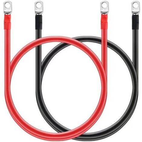 Câble de batterie 100cm 16mm² 5AWG 12V Cosses à anneau en cuivre étamé Résistance à l'abrasion et à l'humidité Pour camion, auto, moto, marine
