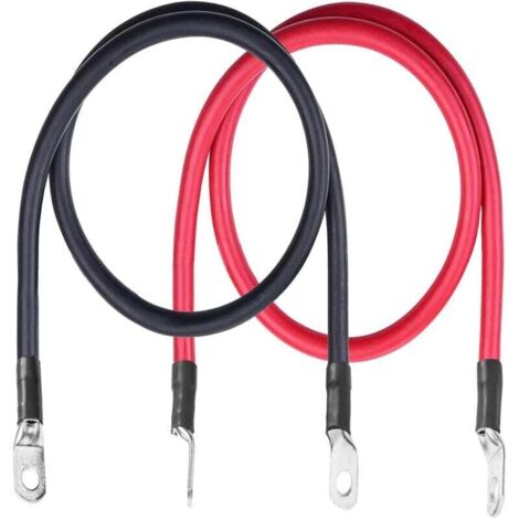 Câble de batterie AWG, 20 pouces, fil de cuivre pur AA, avec cosses à anneau de 5/16 pouce, convient aux voitures, panneaux solaires, VTT, tondeuses à gazon, motos et bateaux, paquet de 2.