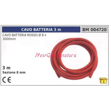 Câble de batterie rouge Ø 8 x 3000mm 3 m 004720