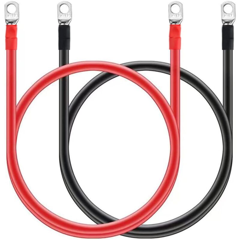 Câble de Batterie,50cm Câbles D'onduleur de Batterie, Câble de Batterie Automatique 16mm² 5AWG 12V avec Cosses à Anneau Fil de Cuivre pour