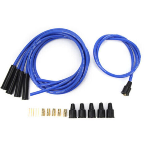 Câble de bougie d'allumage de 8 mm, 1 m de long, haute efficacité, allumage stable pour voitures classiques 4 cylindres, bleu