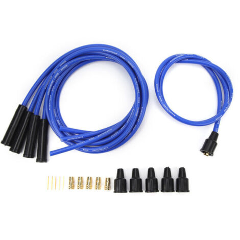 Câble de bougie d'allumage de 8 mm, 1 m de long, haute efficacité, allumage stable pour voitures classiques 4 cylindres, bleu