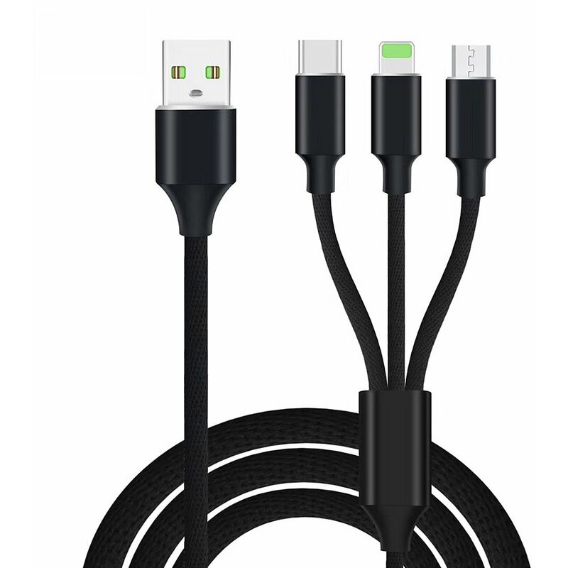 

Cable de carga 3 en 1 Cable de carga rapida Datos compatibles con dispositivos iOS / Android,Negro