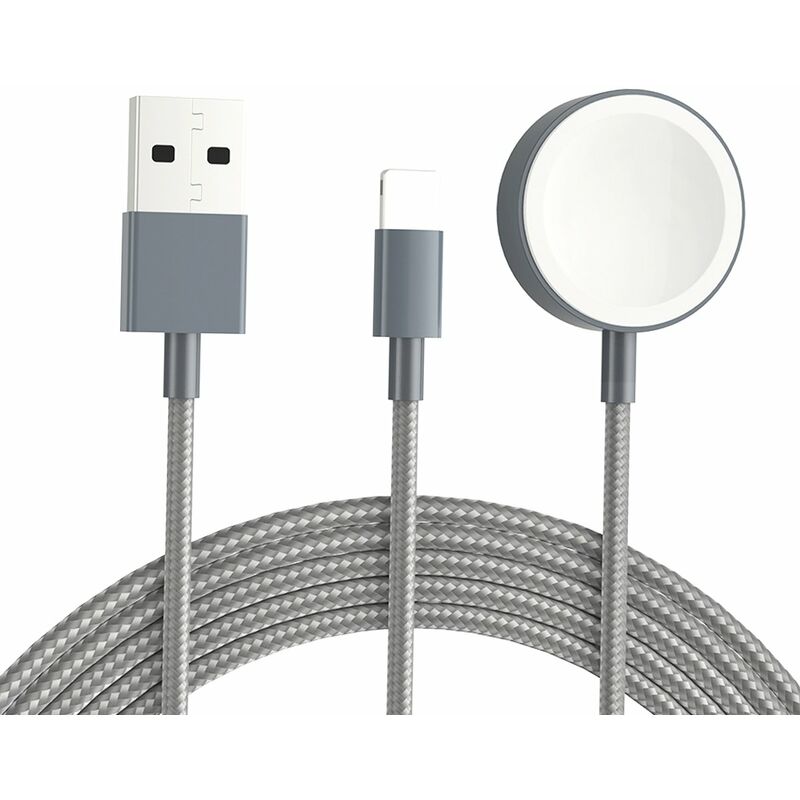 

Cable de carga magnetico trenzado de nailon 2 en 1, reemplazo de cable de carga de 1,5 m para dispositivo iOS, reloj, accesorio de carga para