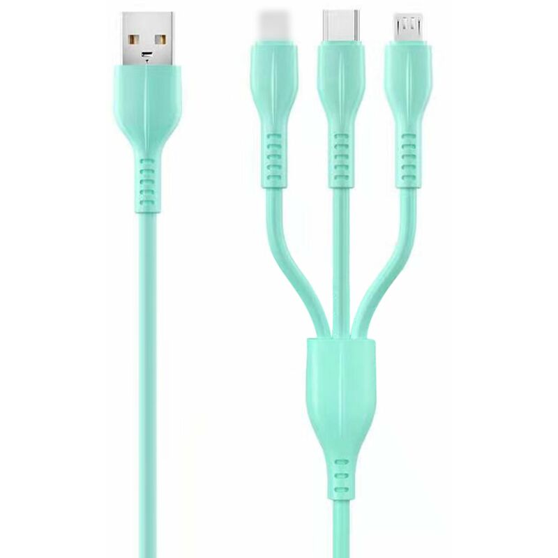 

Cable de carga multiple con puertos tipo C / Micro-B / iOS Cable de cargador multiple 3 en 1 Cable de silicona de carga rapida 2A Compatible con