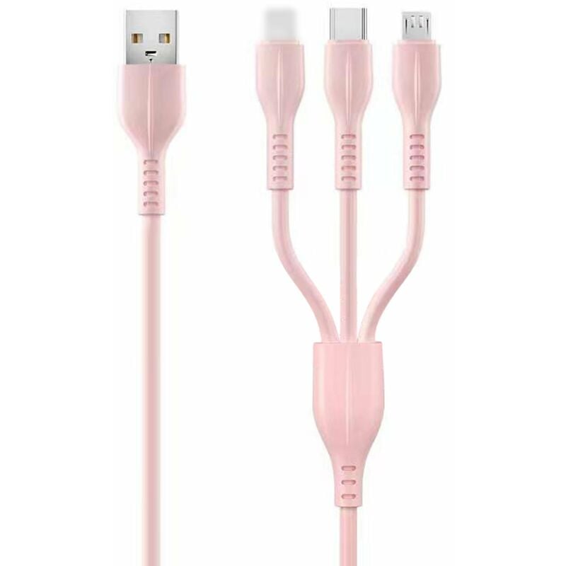 

Cable de carga multiple con puertos tipo C / Micro-B / iOS Cable de cargador multiple 3 en 1 Cable de silicona de carga rapida 2A Compatible con