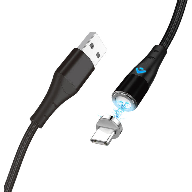 

Phoenix Technologies - Cable de carga rapida magnetico tipo c phoenix 3a quick charge - 1 metro - transmision de datos - otg - led indicador