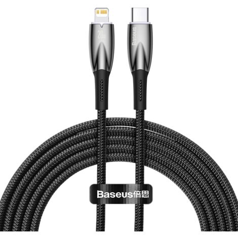 Cable de carga rápida USB-C a Lightning para iPhone, 480 Mb/s, PD, 20 W, 2 m, color negro