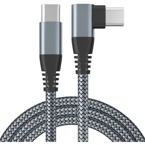 Câble de charge à double extrémité de type C, câble de données de charge rapide coudé adapté aux ordinateurs portables et aux téléphones portables