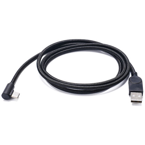 Câble de charge de données tressé à tête coudée USB vers Type-C mâle-mâle, câble de charge pour téléphones portables et tablettes A vers C.