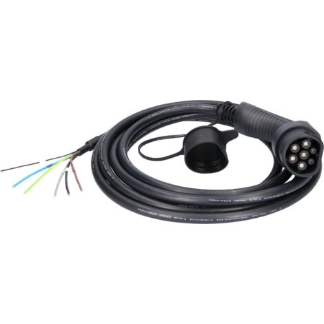 Ks Tools – Câble de recharge voiture électrique 5m – Type 2 ouvert pour borne – Triphasé 11 kW 32 A 400 V – Protection anti-surchauffe