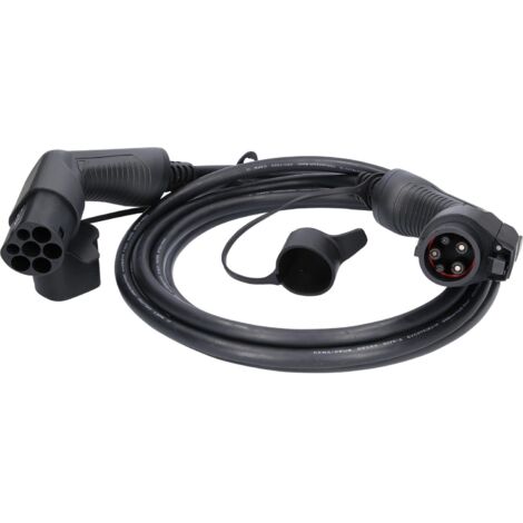 Câble de charge efuturo KS Tools droit, connecteur du type 2 vers le type 1, monophase, jusqu’à 7,4 kW, 32 A, 230 V, mode 3, 5 mètres