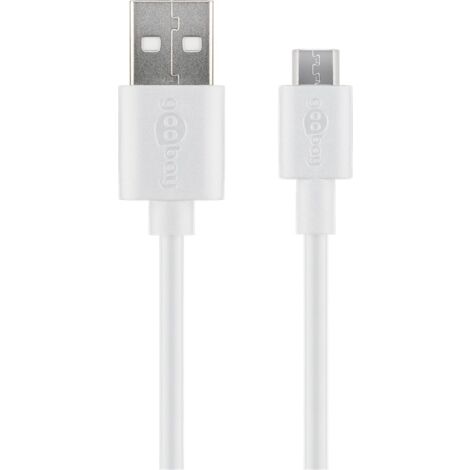 Câble de Charge et de Synchronisation Micro-USB, pour les appareils Android, blanc. Longueur de câble 1 m