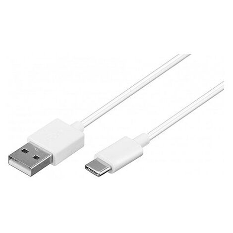 Câble de Charge et de Synchronisation USB-C™ (USB-A USB-C™), convient aux appareils dotés d'un port USB-C™, blanc. Longueur de câble 1 m