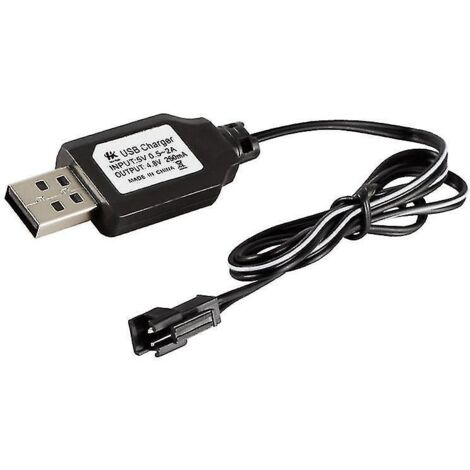 Câble de charge pour batterie, chargeur USB pour batteries Ni-Cd et Ni-MH, adaptateur de prise SM-2P, sortie 4,8 V 250 mA, pour jouets et voitures.