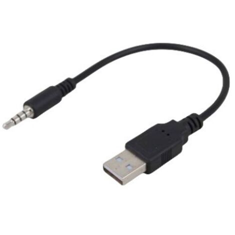 Câble de charge pour casque Bluetooth/MP3/amplificateur de voiture avec prise audio AUX 3,5 mm et port USB 2.0 (20 cm)