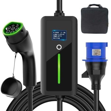 Câble de Charge Type 2 Portable 7.5m 32A 7kW IP67 Prise CEE pour Voiture Électrique