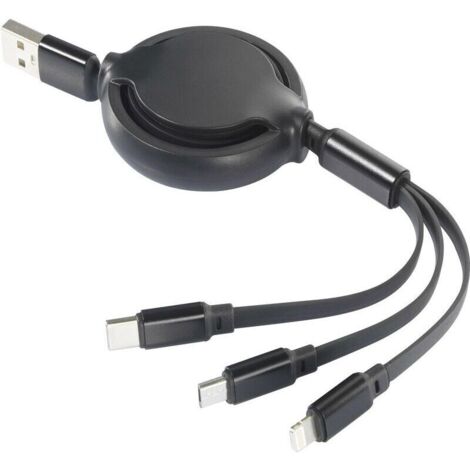 Câble de charge USB 2.0 flexible 1 m noir-chrome RF-5800360 R779672