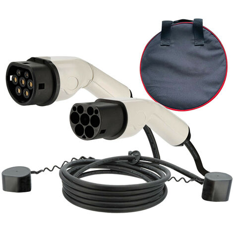 Autobest – Câble de recharge voiture électrique 5M – Monophasé 16A – IP55 – Avec 2 bouchons de protection – Pour bornes de recharge