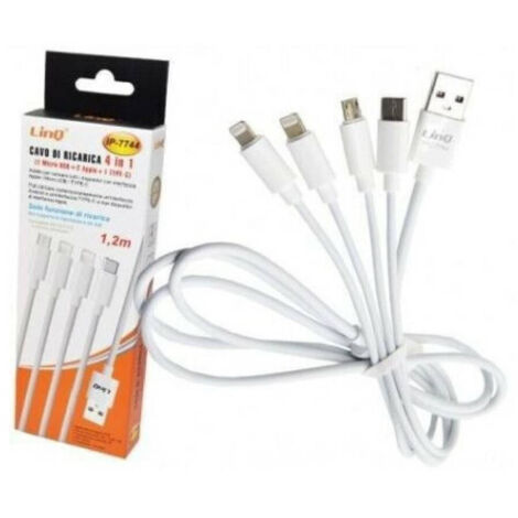 Câble De Chargement Usb 4 En 1 Micro Usb Type C + 2 Lightning Pour Iphone Linq Ip-7744