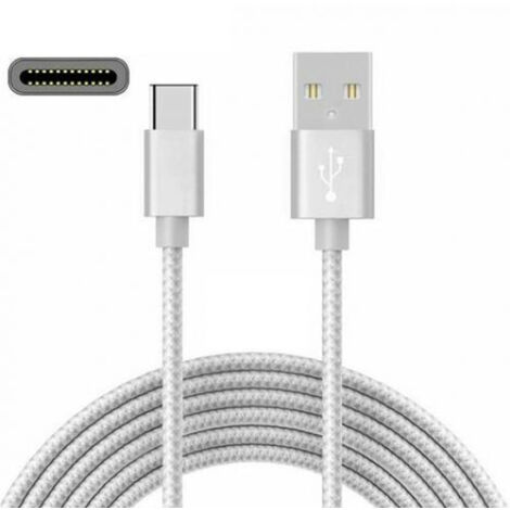Câble de chargement USB-C vers USB 2.0 en nylon avec connecteur USB Type-C / 1 m argenté