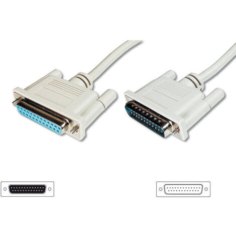 Cable de conexión en paralelo DIGITUS - D-Sub 25 a D-Sub 25 - Enchufe a enchufe - 10.0m - Cable de extensión - Beige