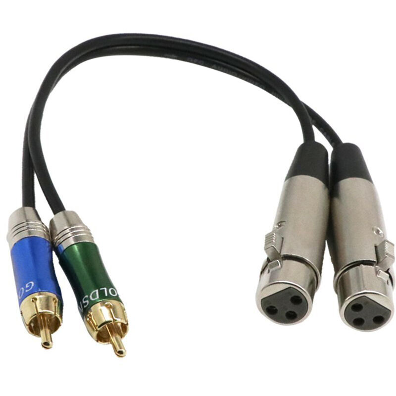 

Cable de conexion hembra XLR dual a macho RCA dual Cable de audio Cable negro, Negro