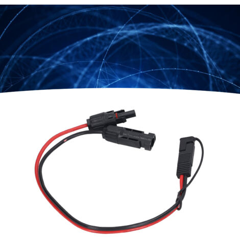 Cable de conexión para paneles solares SAE, cable de extensión fotovoltaica de cobre-PVC de 12 AWG, 44 cm, para motocicletas y automóviles con adaptador.